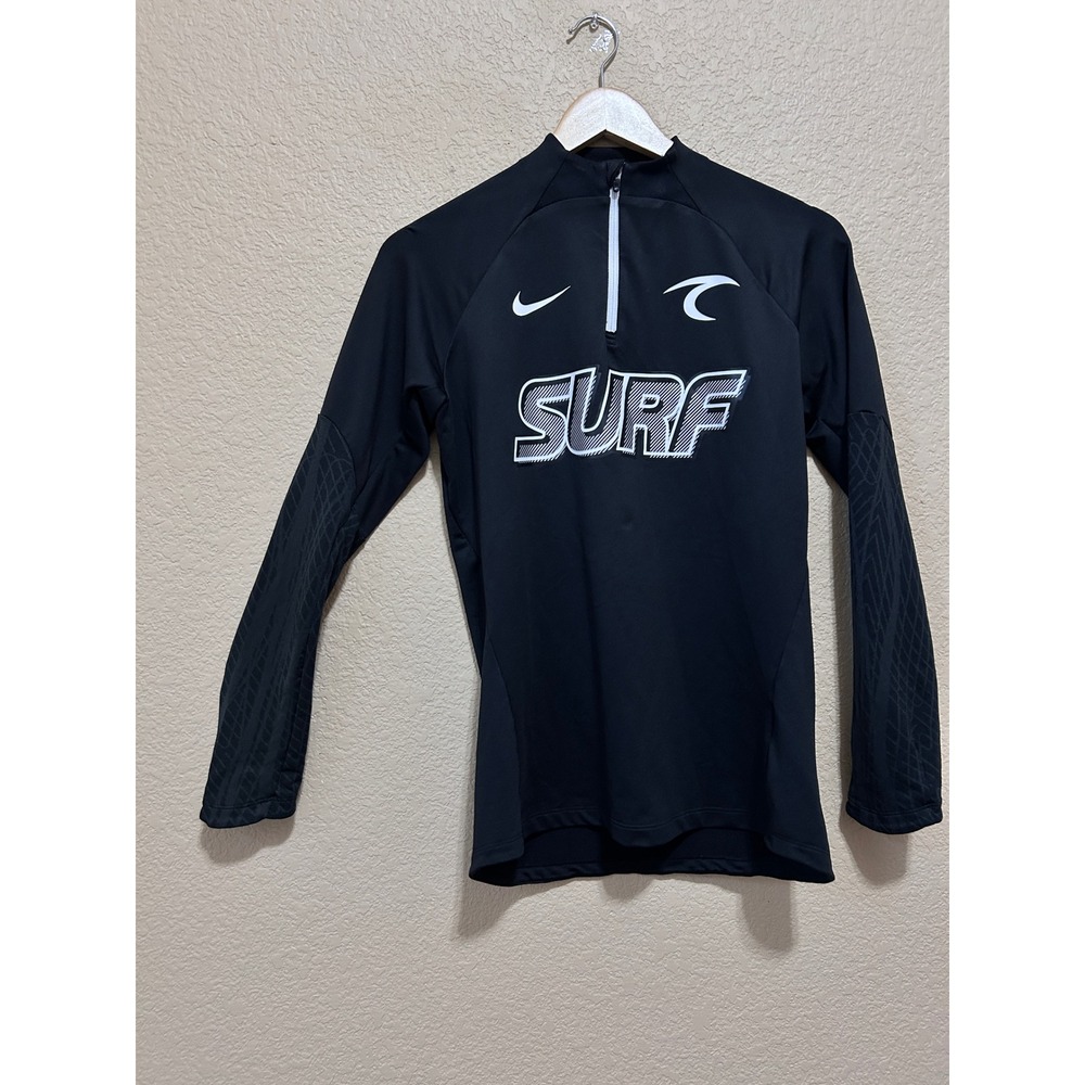 Nike Small Dri-FIT Surf Soccer Training Quarter Zip Pullover Black Slim Fit